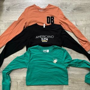 Dutch bros long sleeve shirts green black and pink size medium fits small